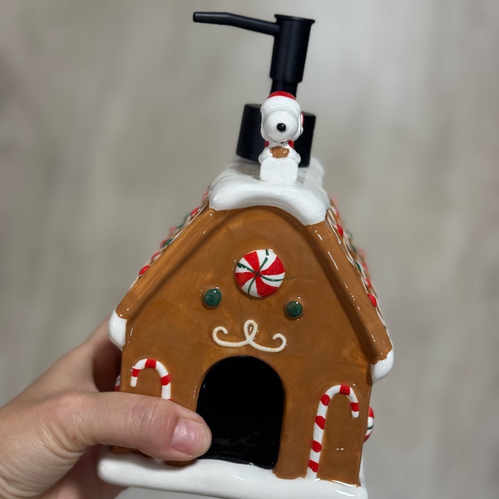 Gingerbread House Soap Dispenser with Snowman Topper